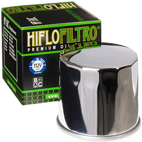 HIFLO HF138C Chrome Oil Filter - Compatible with 2008 Suzuki DL650 V-Strom Motorcycle - High Performance Engine Protection for Adventure Riding & Long-Distance Tours