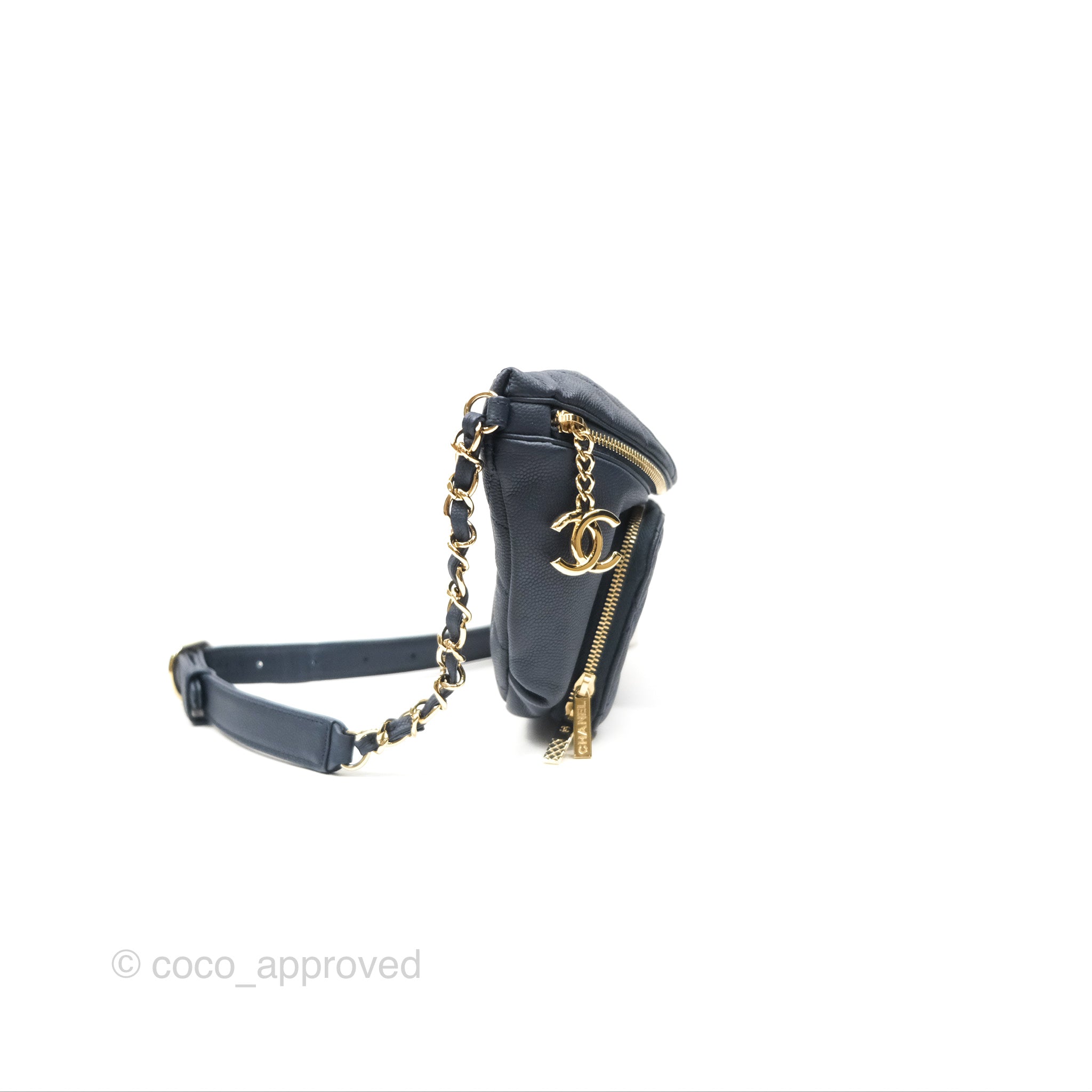 Chanel Business Affinity Waist Belt Bag in Navy Caviar Leather with Gold Hardware - Perfect for Work, Travel & Evening Events