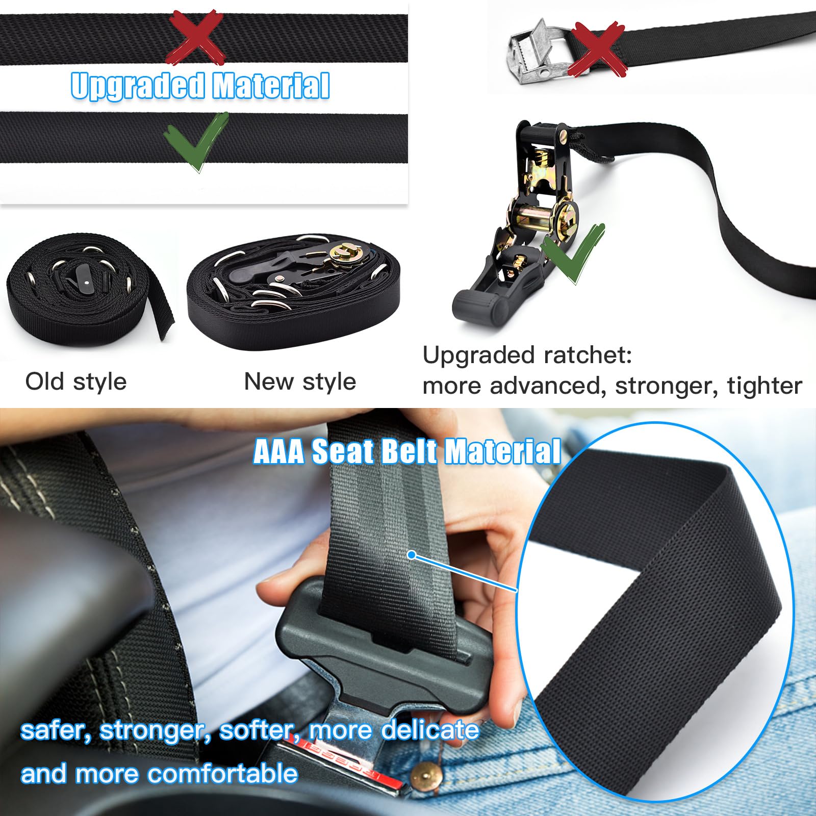 Upgraded Brebebe Resistance Band Door Anchor - 7 Loops & D Rings for Home Gym Workouts, Adjustable Ratchet Strap for Secure Fit - Perfect for Strength Training, Yoga, and Physical Therapy Exercises at Home
