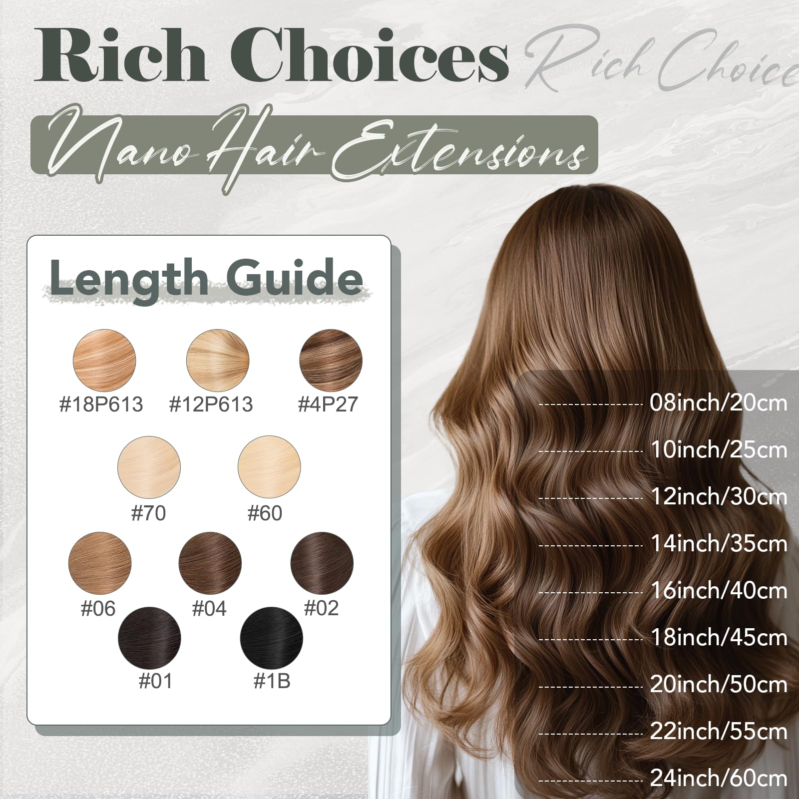 Rich Choices 14 Inch Dark Brown Micro Loop Hair Extensions - 50 Strands/Pack Real Remy Human Hair with Micro Rings | Straight Hair Extensions for Length & Volume | Perfect for Weddings, Parties & Daily Styling