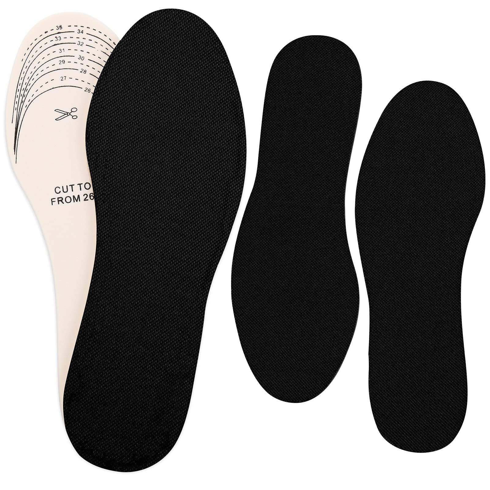Eurzom 2 Pairs Kids Memory Foam Shoe Insoles - Breathable Washable Latex Inserts for Children & Toddlers, Soft Cushioning Support for Boys & Girls - Perfect for Spring & Summer Shoes (Black) | Ideal for School, Sports & Daily Comfort