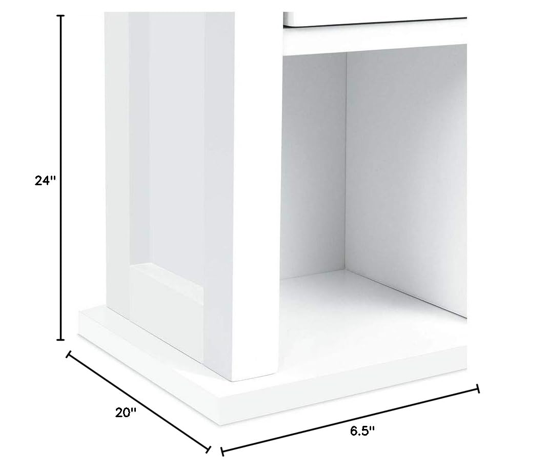 White Wood Wall Mounted Bathroom Vanity Mirror with Medicine Cabinet & Shelves - 20