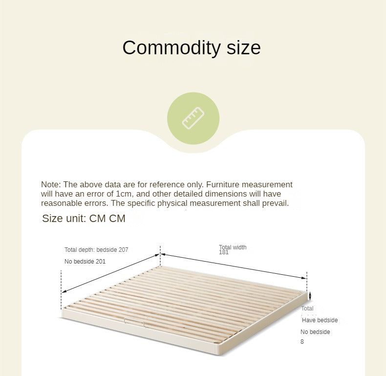Birch Solid Wood Platform Bed - No Headboard Low Profile Floor Bed in Cream - Perfect for Minimalist Bedrooms, Small Spaces & Modern Home Decor