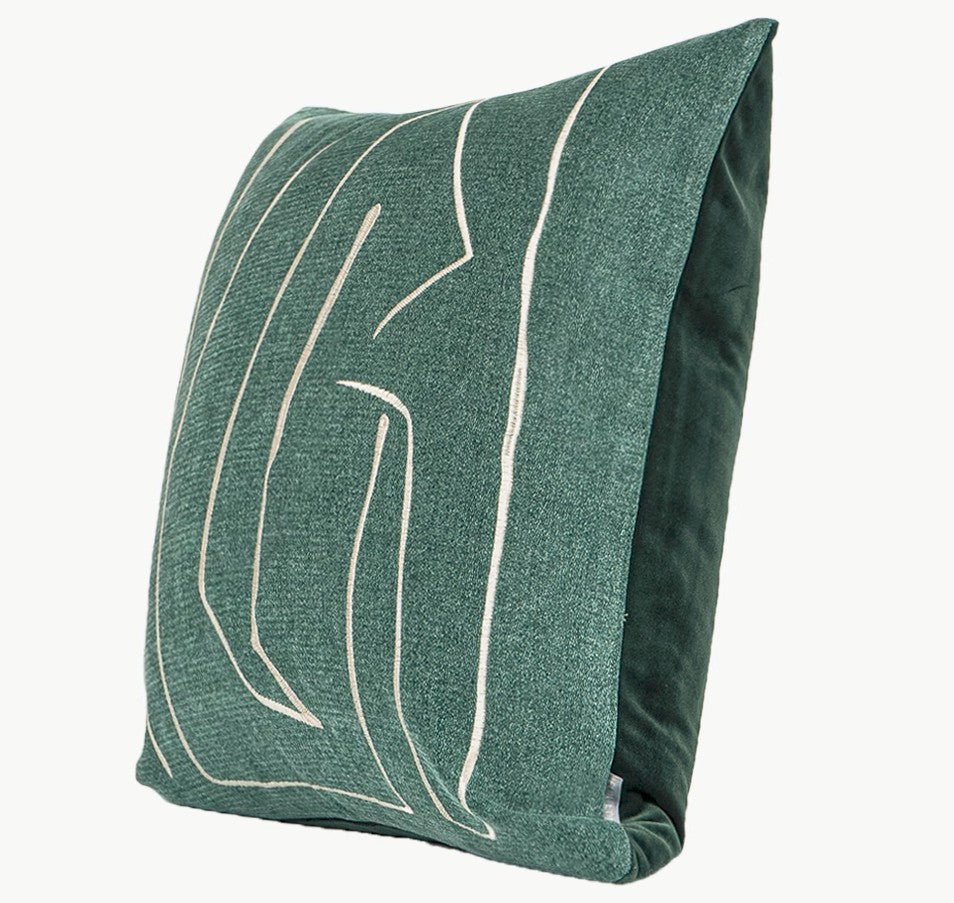 Modern Abstract Green Geometric Square Throw Pillows - Large Decorative Couch Pillows for Contemporary Interior Design | Perfect for Living Room Sofa, Bedroom Decor & Home Styling
