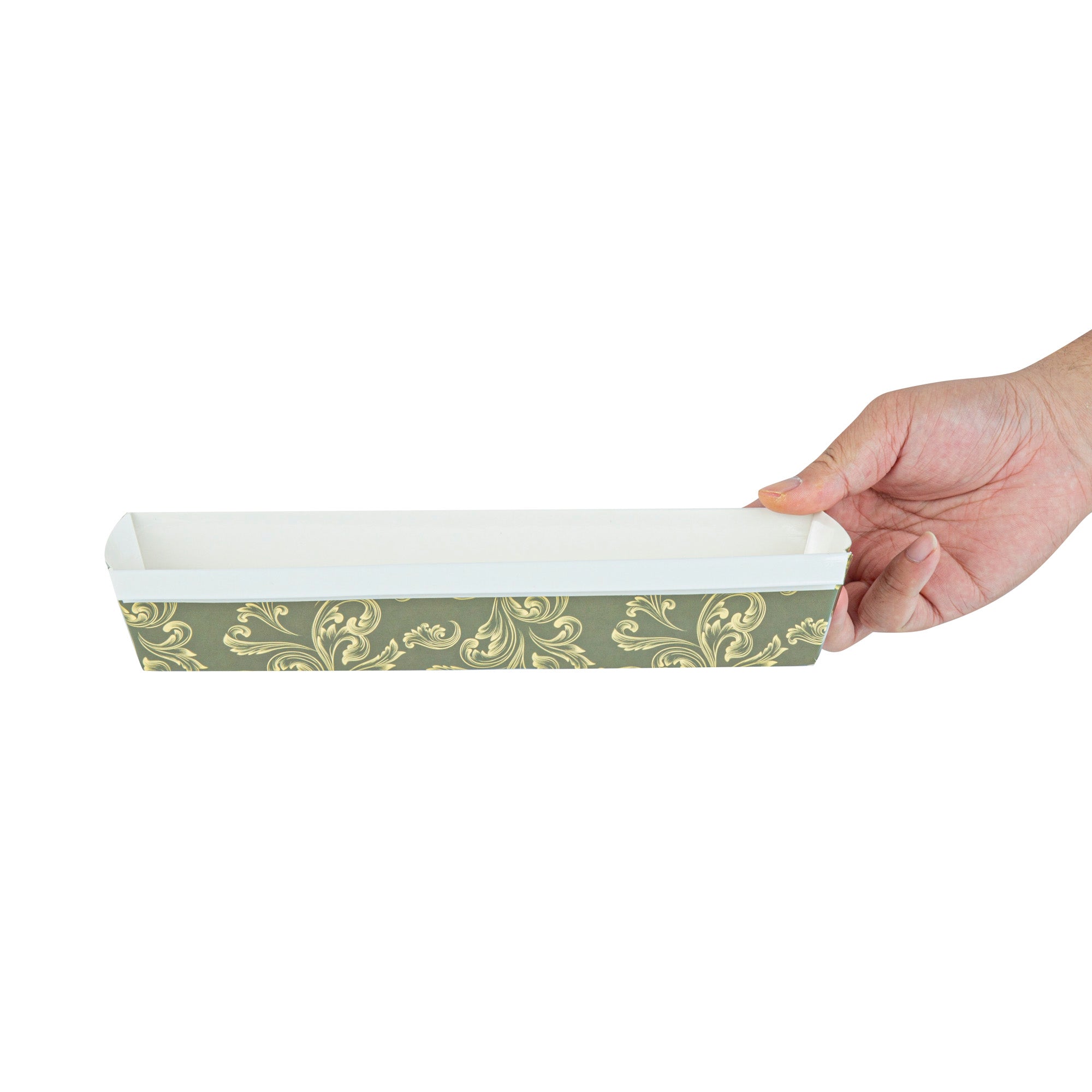 Bake Tek 32 oz Dark Green Vintage Floral Paper Loaf Pans - Greaseproof & Non-Stick - 11 x 3.25 x 2 Inches - 100 Count Bulk Pack - Perfect for Baking Bread, Cupcakes & Party Desserts