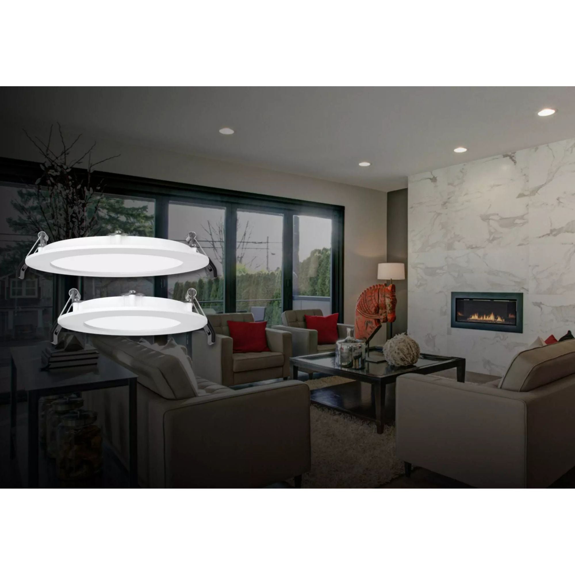 4 Inch Edge Lit Wafer LED Downlight - 12W, 1100 Lumens, 5 CCT Selectable (2700K-6500K), 120-277V, Baffle Trim - Perfect for Recessed Ceiling Lighting in Homes, Kitchens, and Offices