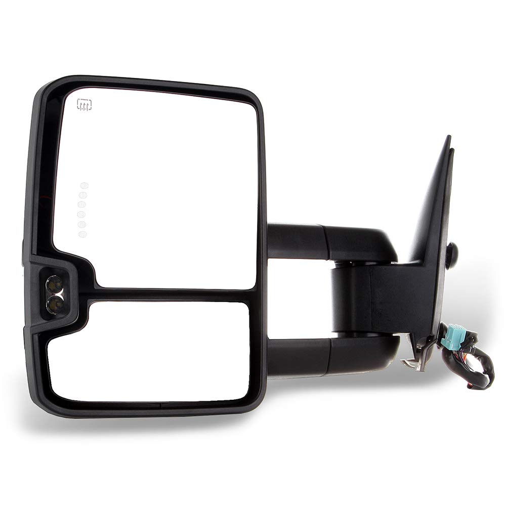 2003-2006 Chevy GMC Sierra Pickup Yukon XL Denali & Cadillac Escalade Towing Mirrors - Power Heated with Turn Signal Lights - Left & Right Pair for Enhanced Visibility & Safety While Towing