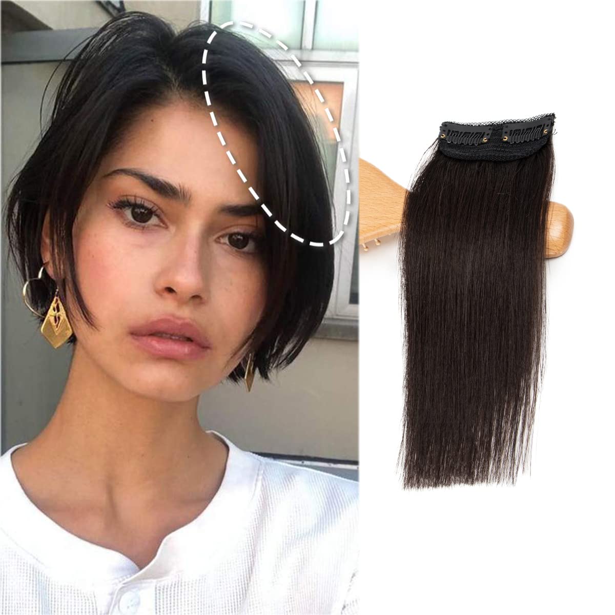Silky Straight Human Hair Clip-In Extensions for Women - 12Inch #1B Natural Black - Add Volume & Length for Short/Thinning Hair - Perfect for Daily Wear, Parties & Special Occasions