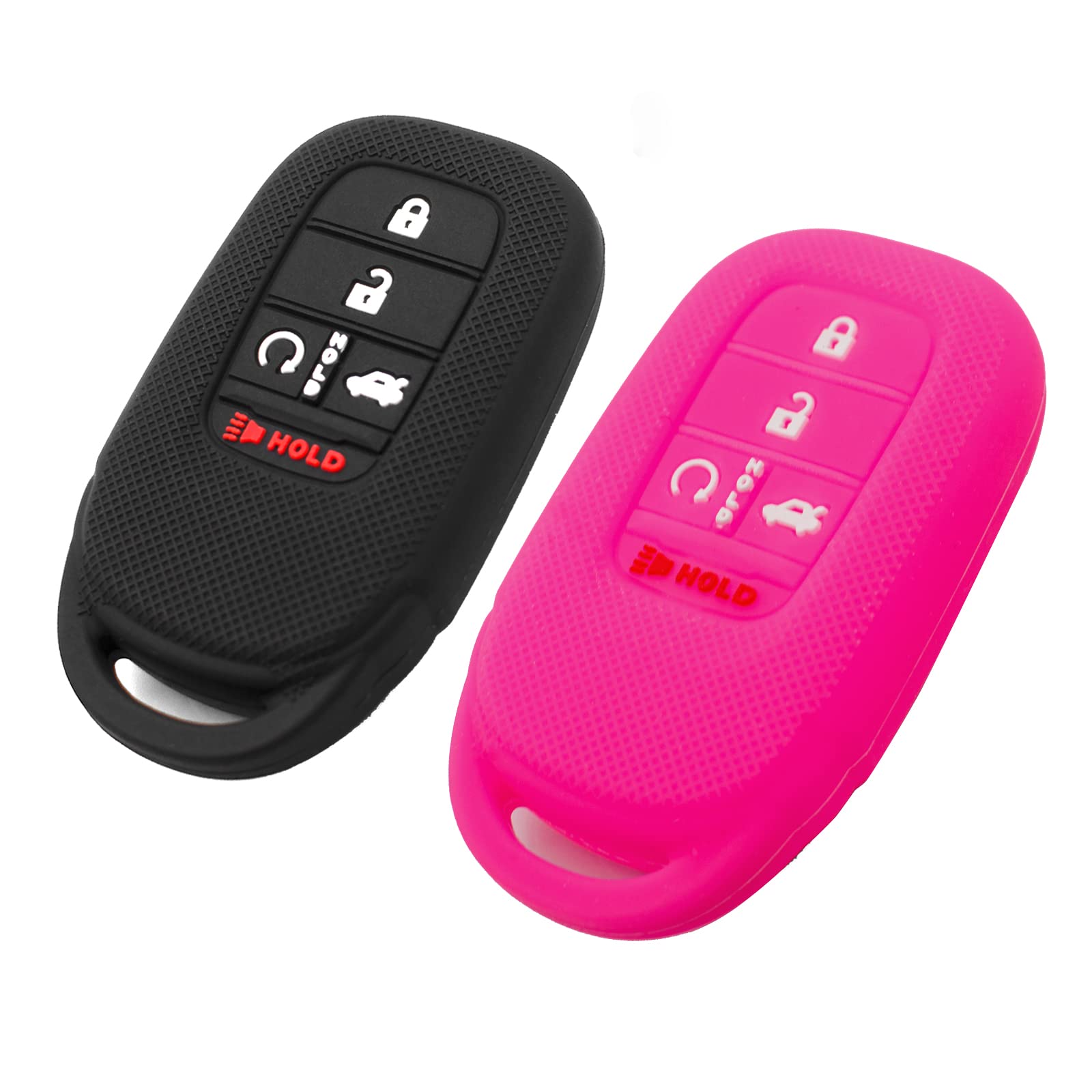 EYANBIS Silicone Key Fob Cover Compatible with 2022 Honda Accord Civic Smart 5 Buttons - Protective Remote Key Case (Black & Rose) | Durable Car Accessories for Key Protection & Style Enhancement | Perfect for Daily Use, Commuting & Travel