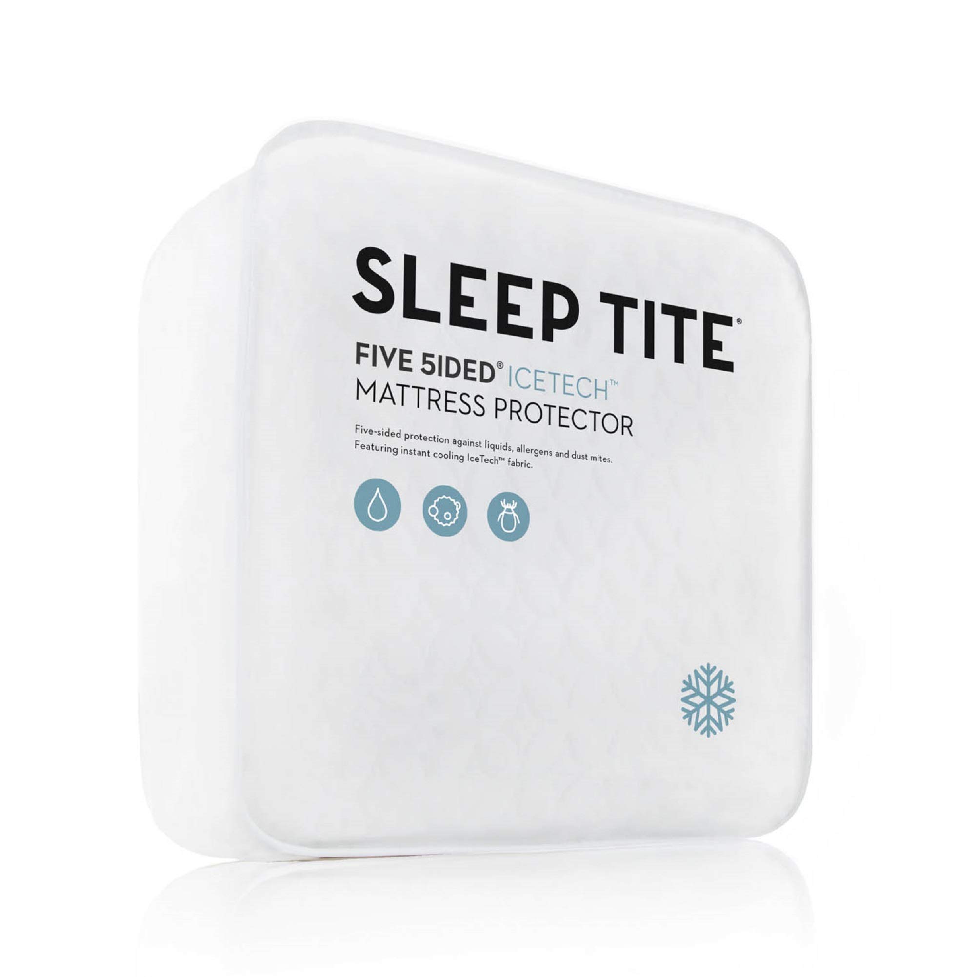 MALOUF Sleep TITE Five IceTech Waterproof Mattress Protector - Cooling Technology with Top & Side Protection - Split Queen Size (2 Pieces) - White - Perfect for Hot Sleepers & Allergy Relief
