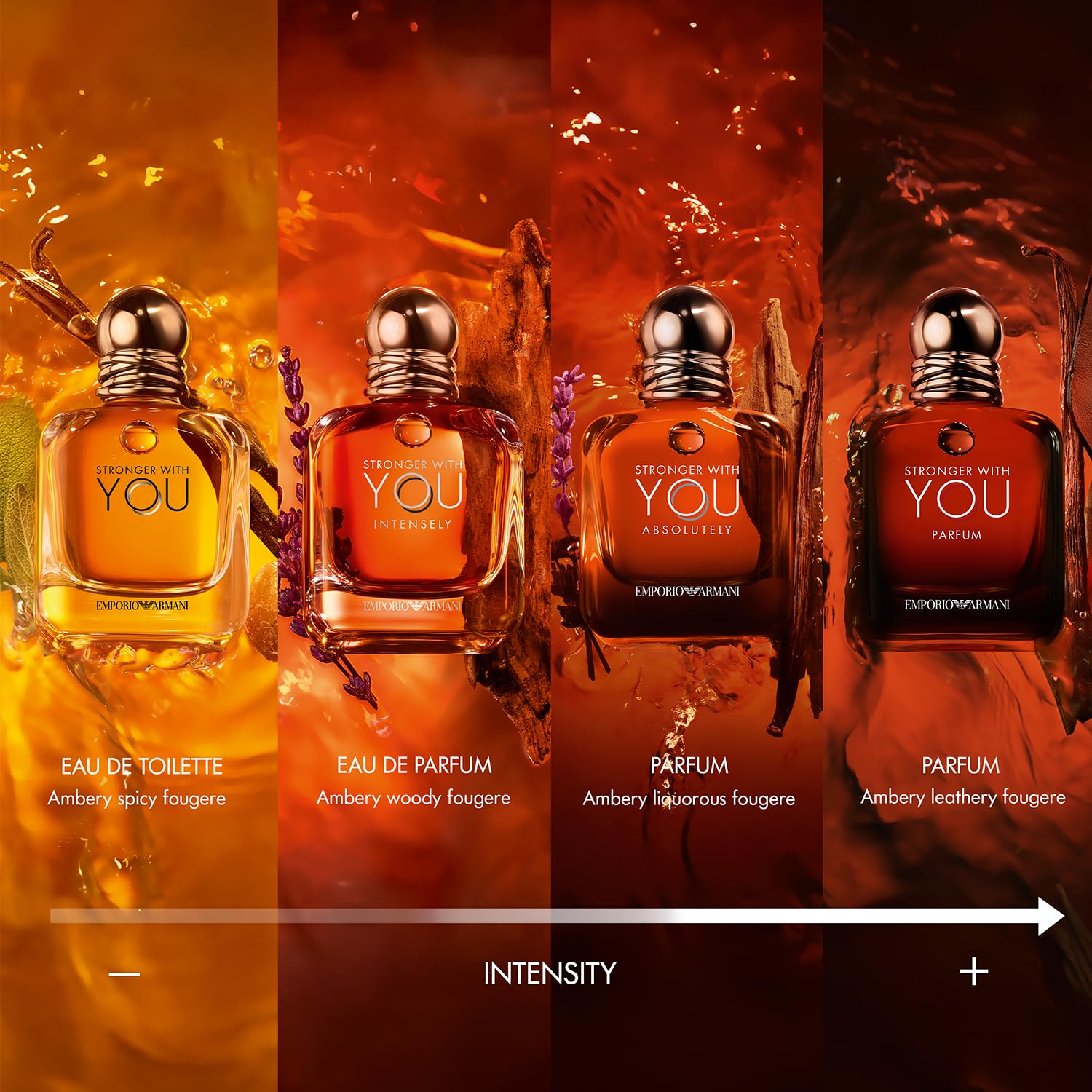 Armani Beauty Stronger With You Intensely Cologne for Men - Amber Fougère Woody Fragrance with Pink Pepper, Lavender & Vanilla Notes - Long Lasting Eau de Toilette for Date Night & Special Occasions