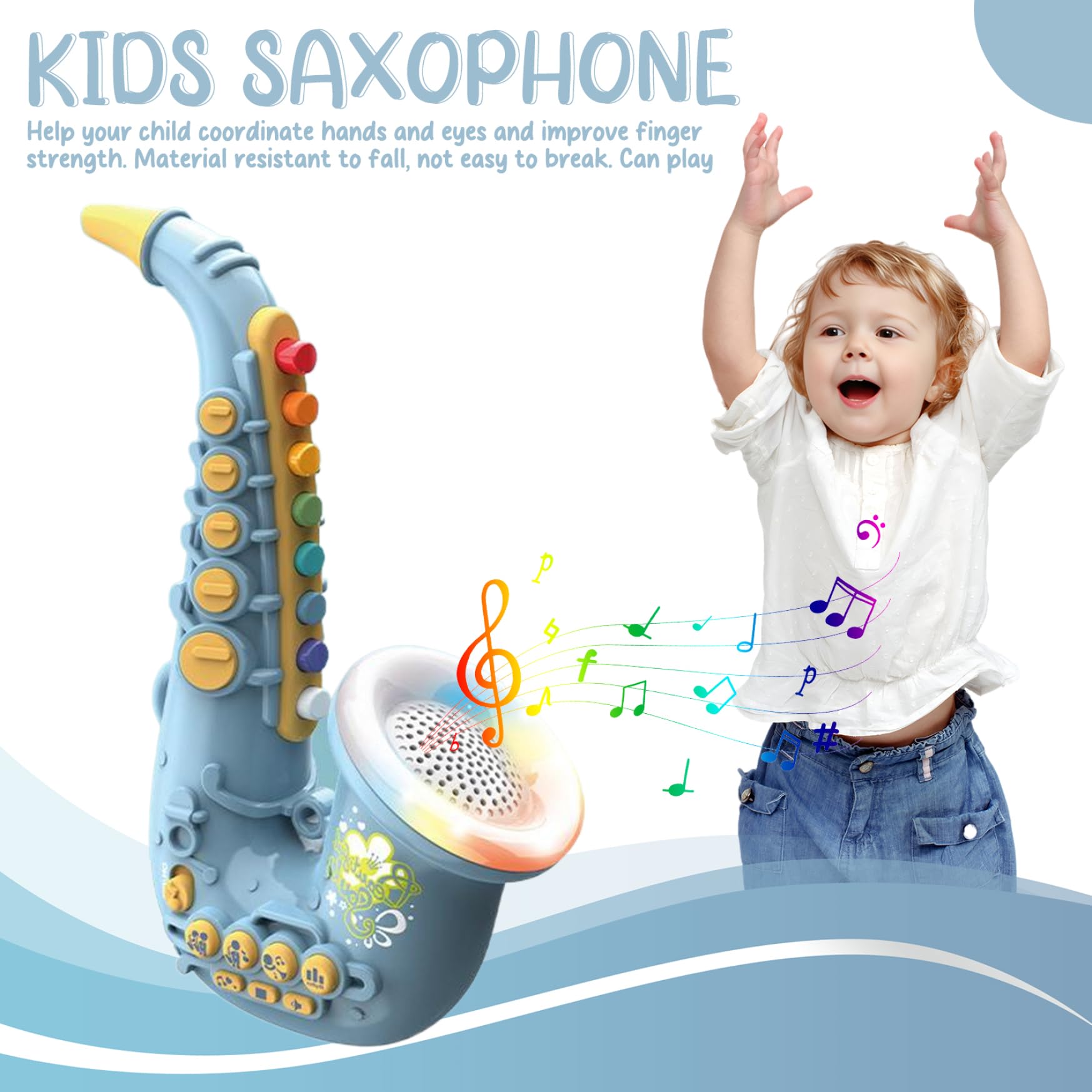 10.2 Inch Kids Toy Saxophone with Music & Light Effects - Early Education Musical Instrument for Children Ages 3+ | Perfect for Birthday Gifts, Pretend Play & Music Learning