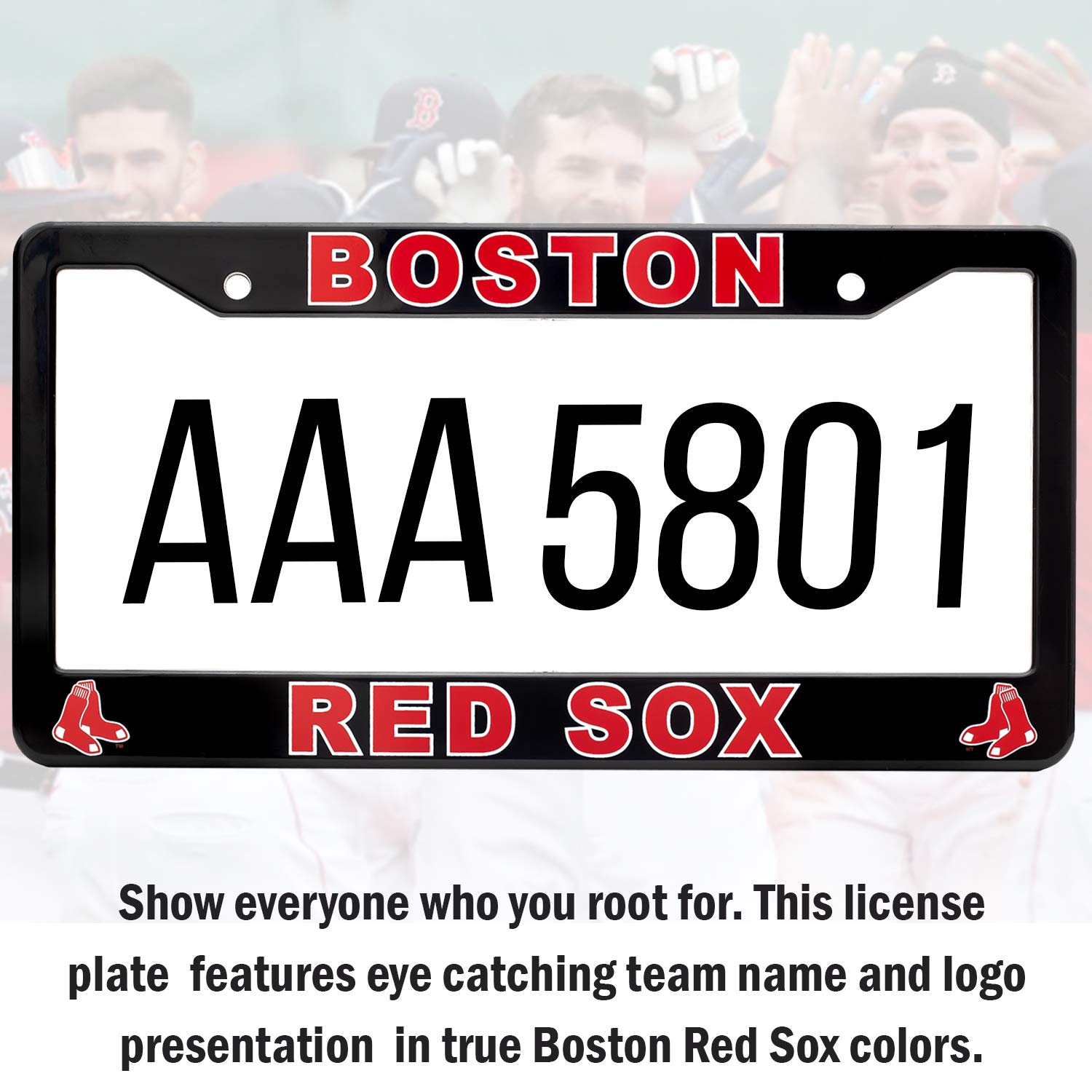 Boston Red Sox License Plate Frame Cover – Black Slim Design 12.25” x 6.25” – Perfect Gift for Baseball Fans & Team Supporters – Durable Car Accessory for Game Days & Road Trips