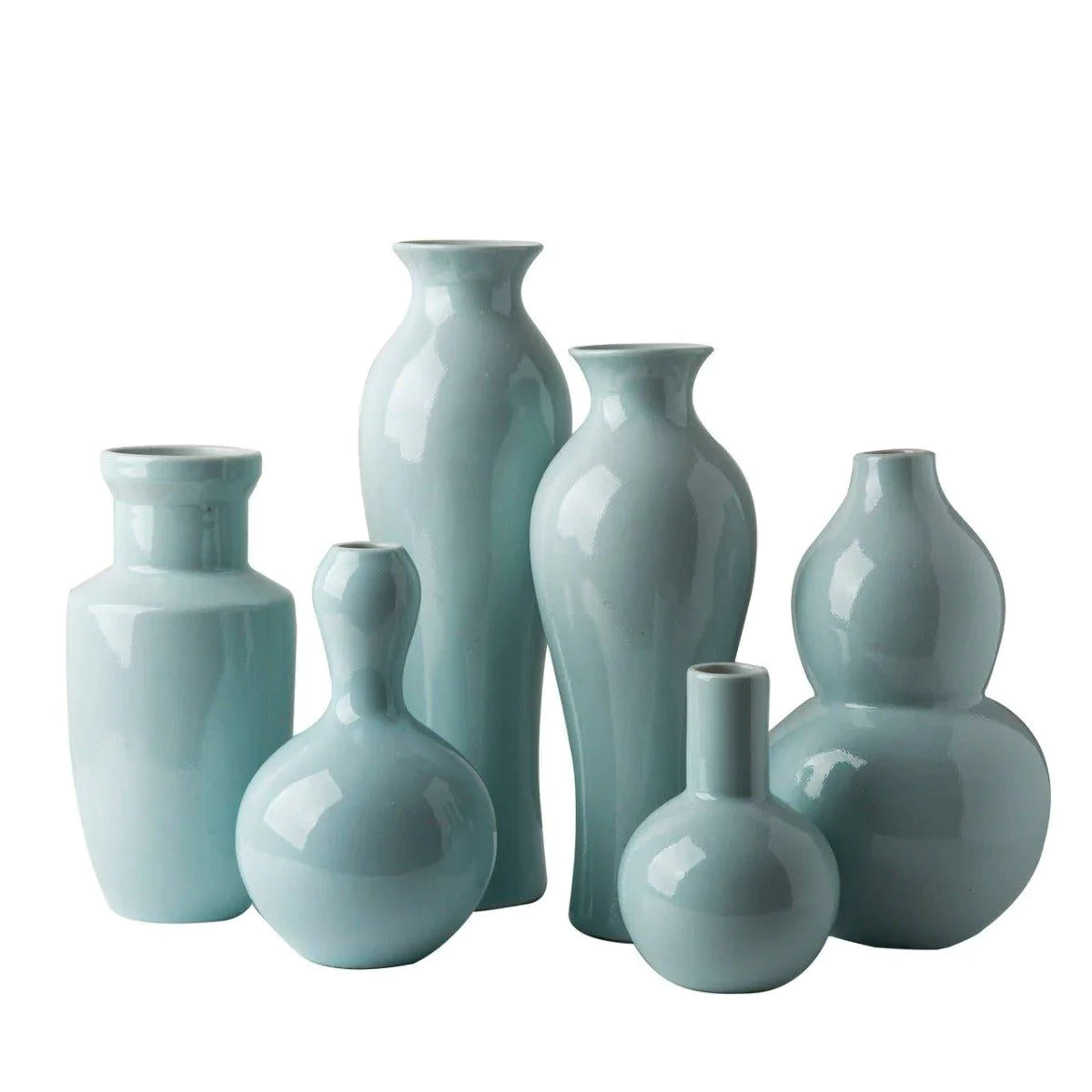 Icy Blue Porcelain Vases Set - Handcrafted Ceramic Home Decor for Living Room, Dining Table & Wedding Centerpieces
