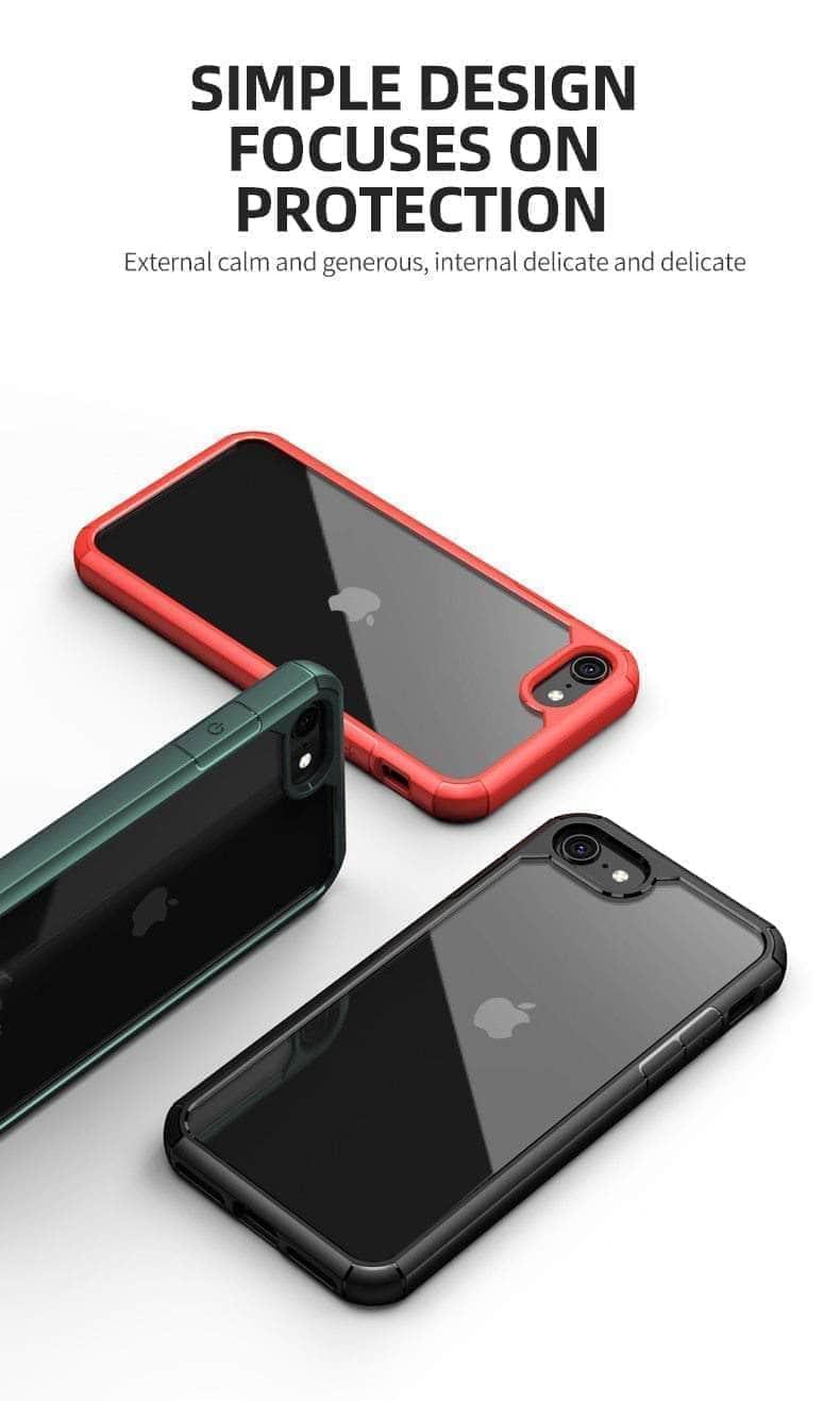 Shockproof iPhone SE 2020 Case - Clear Hard PC Back & Soft TPU Bumper - Protective Cover for Everyday Use, Travel, and Outdoor Activities
