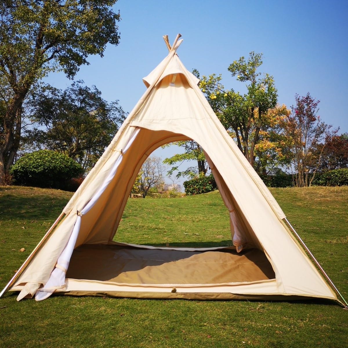 2 Person Outdoor Camping Tent - 2M Large Canvas Pyramid Teepee Tent for Adults - Perfect for Backpacking, Hiking & Glamping Adventures