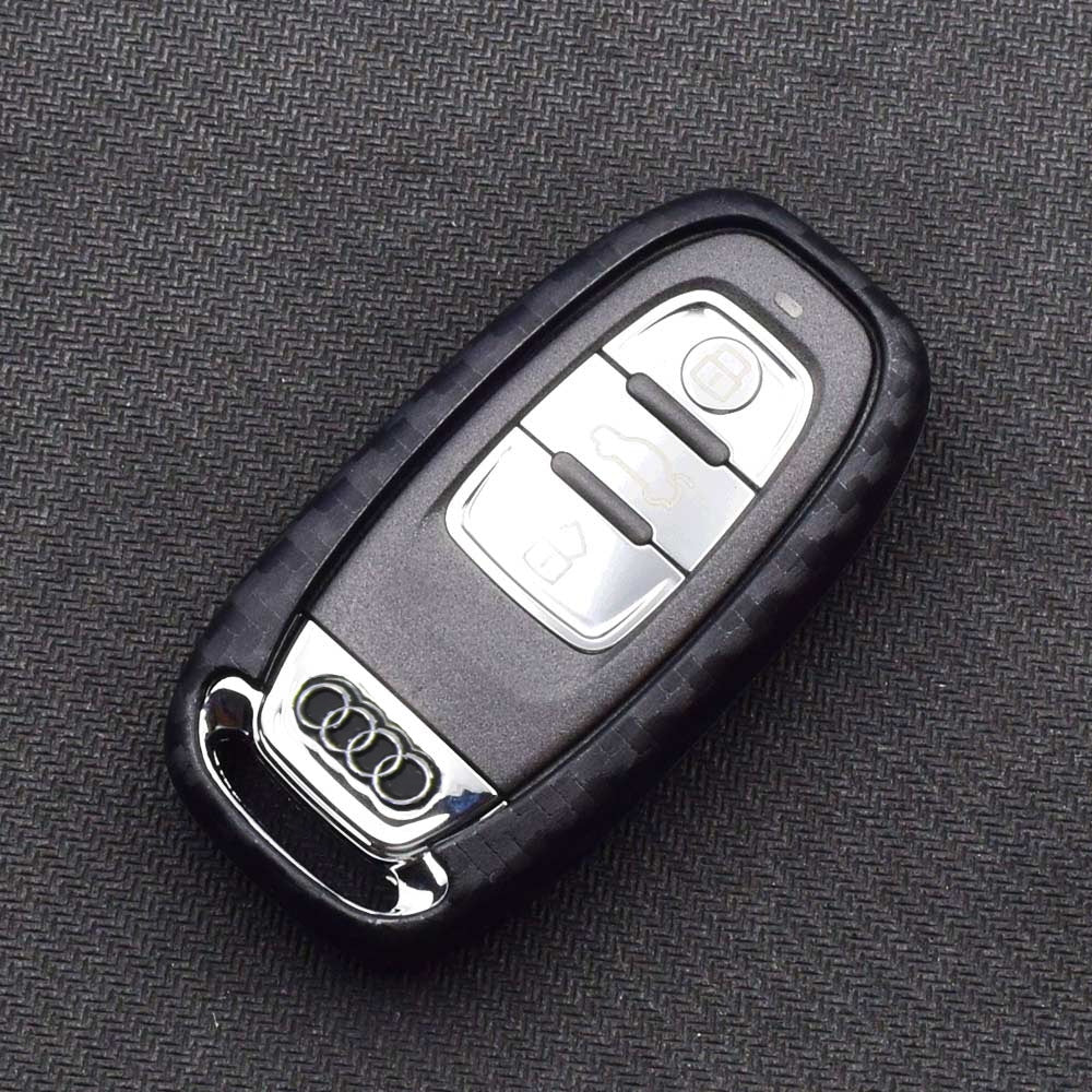 Premium Carbon Fiber Soft Silicone Key Fob Cover for Audi A3 A4 A5 A6 A7 A8 Q3 Q5 Q7 TT - Durable & Stylish Car Key Protector for Everyday Use