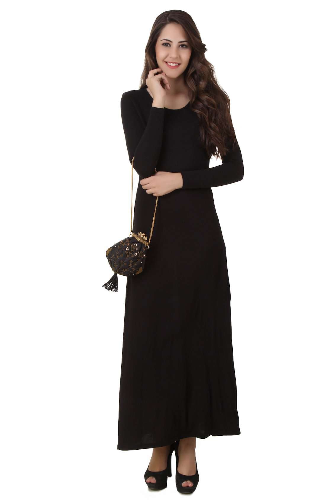 Ashley Black Leather Pouch Crossbody Bag with Brass Frame - Stylish & Durable for Women, Perfect for Work, Travel & Evening Out