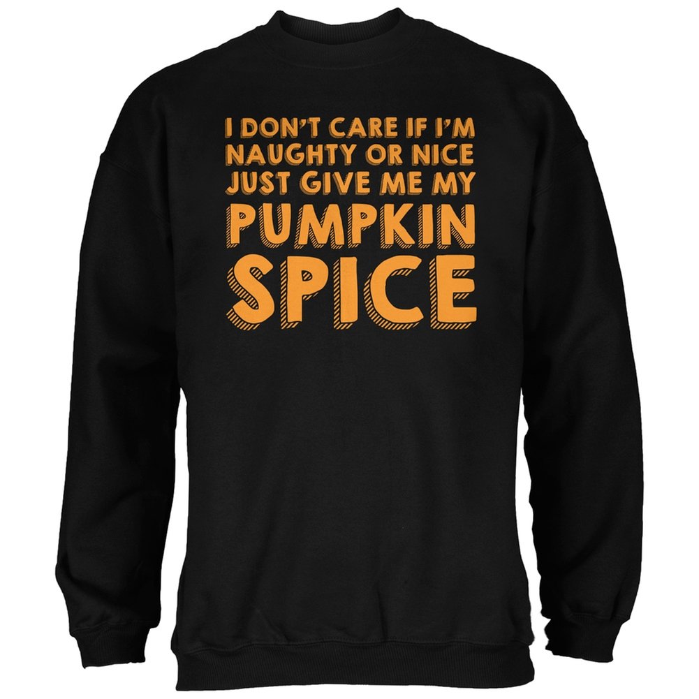 Old Glory Naughty or Nice Pumpkin Spice Black Adult Sweatshirt - X-Large | Cozy Pullover Hoodie for Fall & Winter | Perfect for Halloween, Thanksgiving & Christmas Outfits