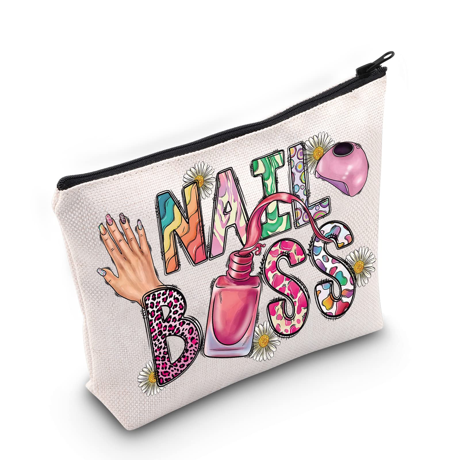 LEVLO Nail Boss Cosmetic Makeup Bag - Professional Nail Technician Organizer Pouch for Artists & Techs - Waterproof Zippered Travel Case - Perfect Gift for Nail Professionals (Great for Salon Storage & On-the-Go Beauty Essentials)