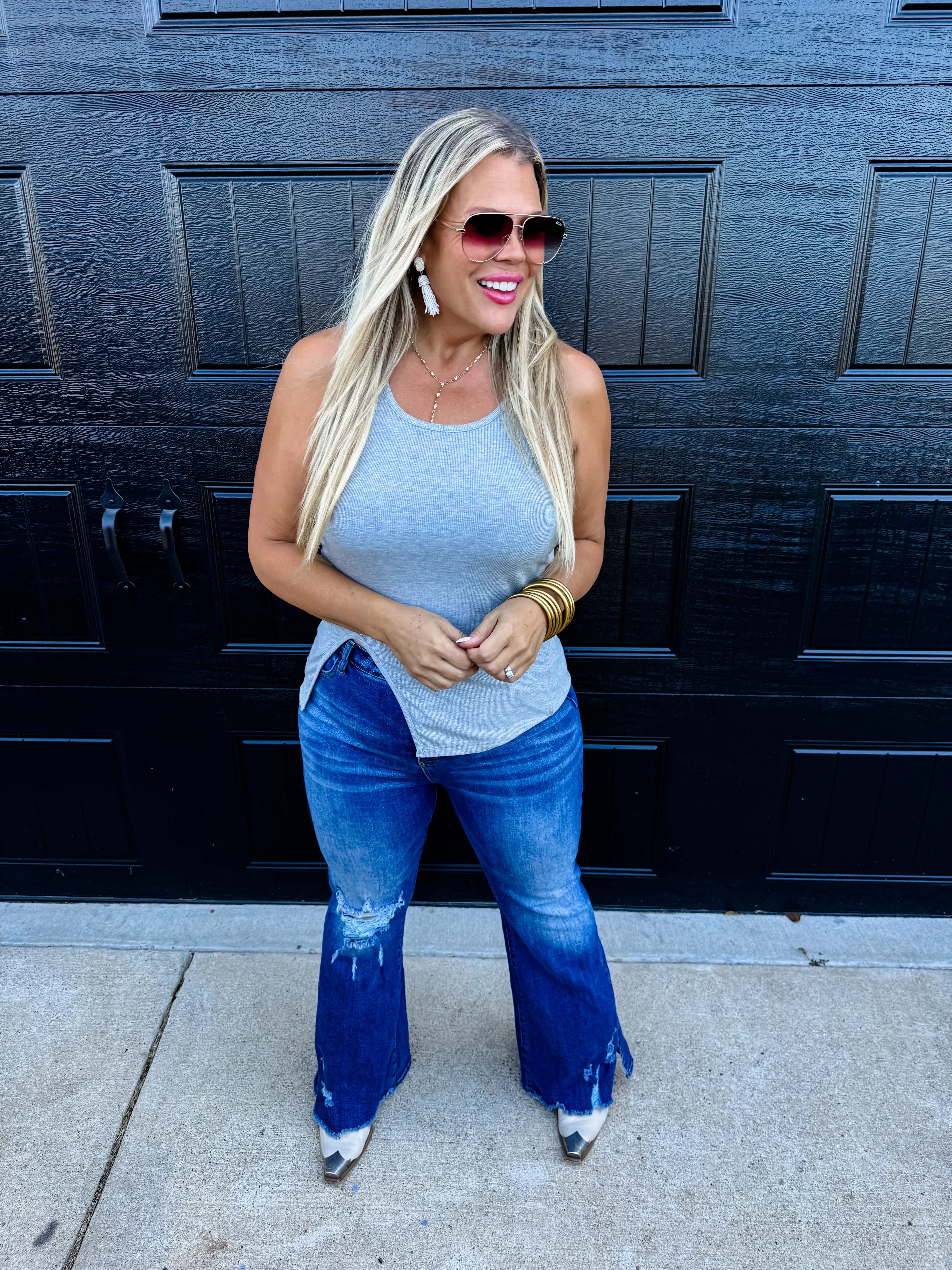 Gabby Side Slit Tank Top - 4 Color Options | Preorder Now | Perfect for Yoga, Gym & Summer Outfits