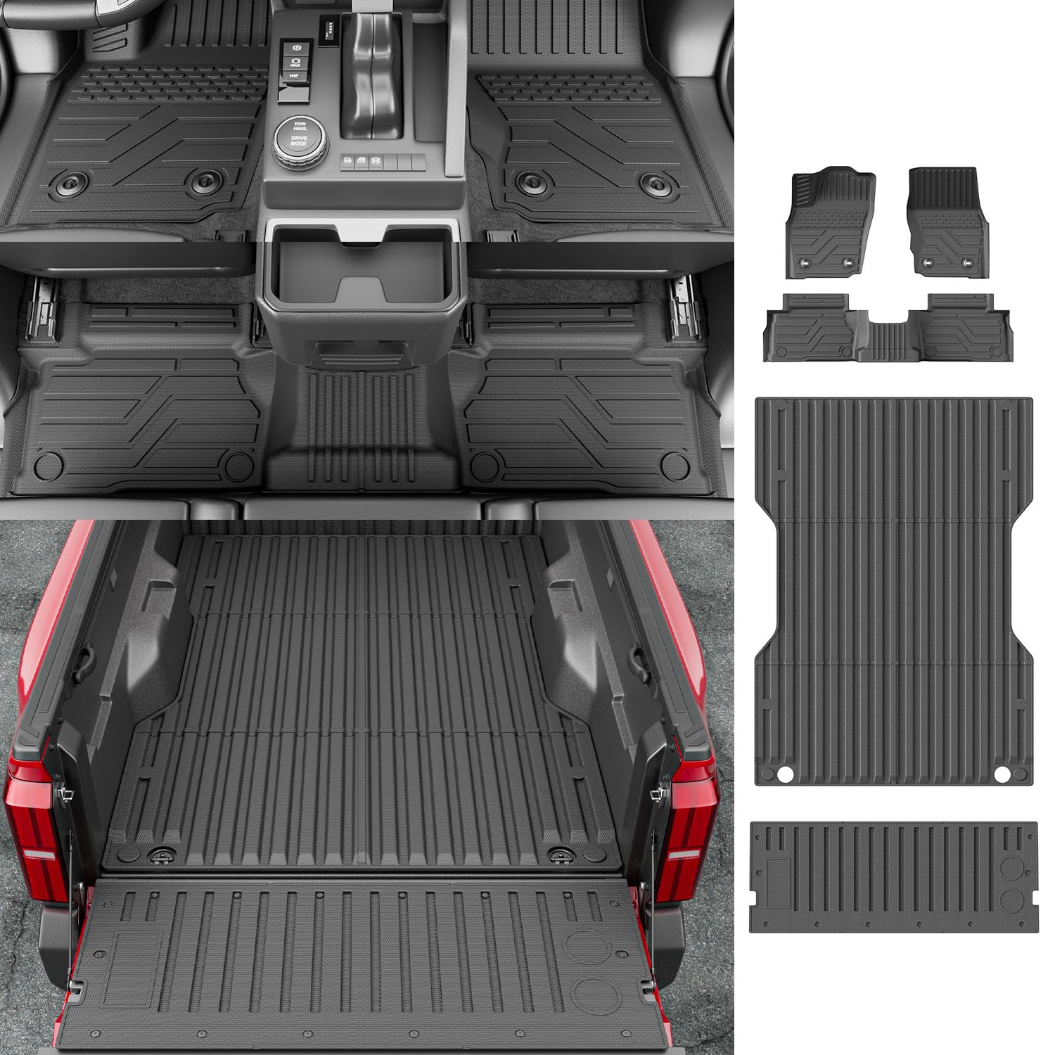 2024-2025 Toyota Tacoma 6FT Bed Mat Set - Heavy Duty Truck Bed Liner with Tailgate Mat & Floor Mat | Non-Slip Protection for Pickup Truck Accessories | Perfect for Camping, Hauling & Off-Road Adventures