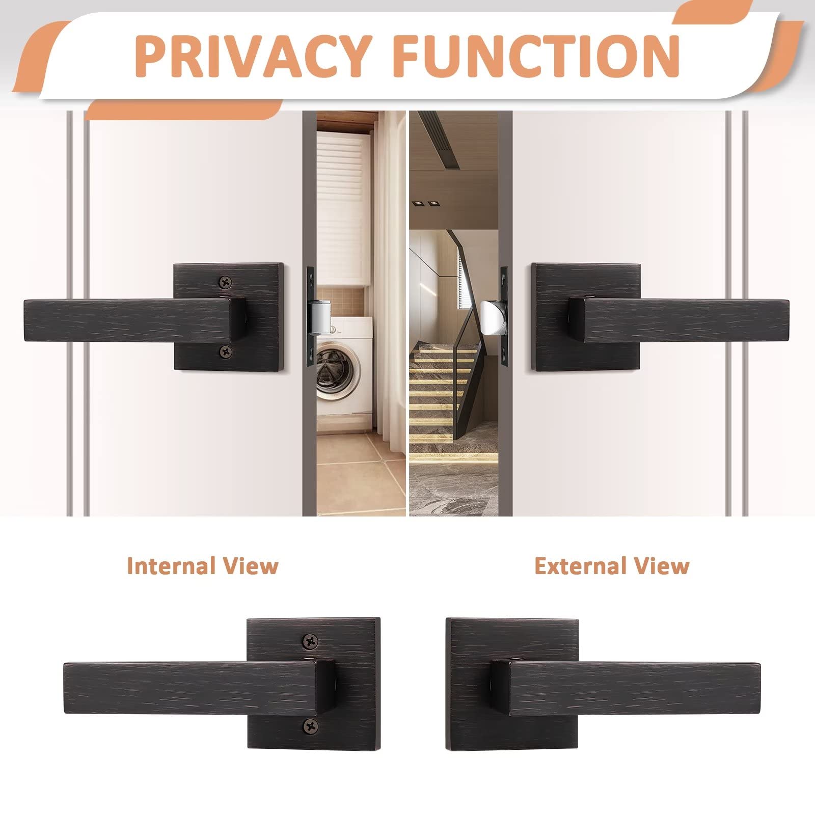 5 Pack Oil Rubbed Bronze Passage Door Knobs Set - Non-Locking Interior Door Lever Handles for Hallway, Closet & Bedroom Doors | Keyless Entry, Smooth Operation & Easy Installation | Perfect for Home, Office & Commercial Spaces