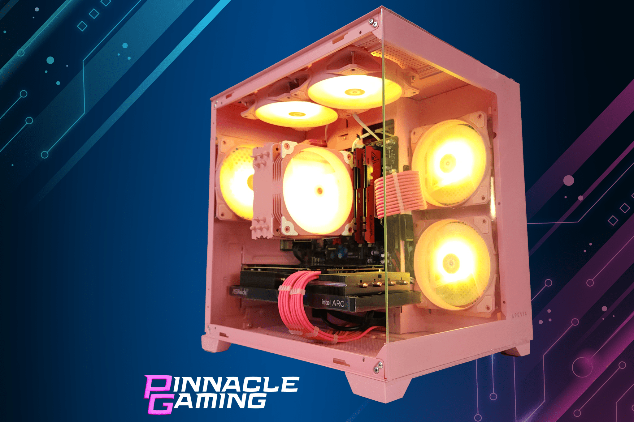 Custom Gaming Desktop PC - Intel Core i7, RTX 5060, 1TB SSD, 32GB DDR4, Pink Prism Case - High Performance Computer for Streaming, Esports & VR Gaming