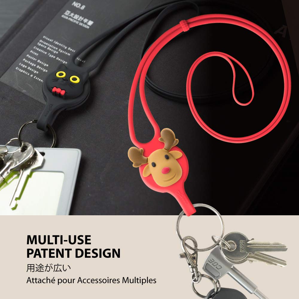 Adjustable Silicone Phone Lanyard Strap - Neck Phone Holder Compatible with iPhone, Samsung & Most Smartphones - Secure Hands-Free Carrying for Work, Travel & Outdoor Activities (Miao Cat Design)