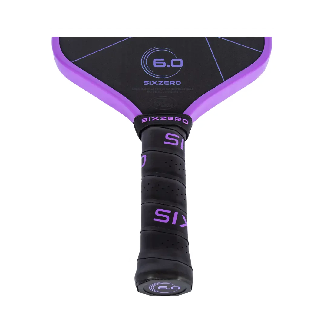 Six Zero Black Diamond Power 16mm Pickleball Paddle - Amethyst Purple Edgeguard | Premium Performance for Competitive & Recreational Play | Indoor & Outdoor Court Use