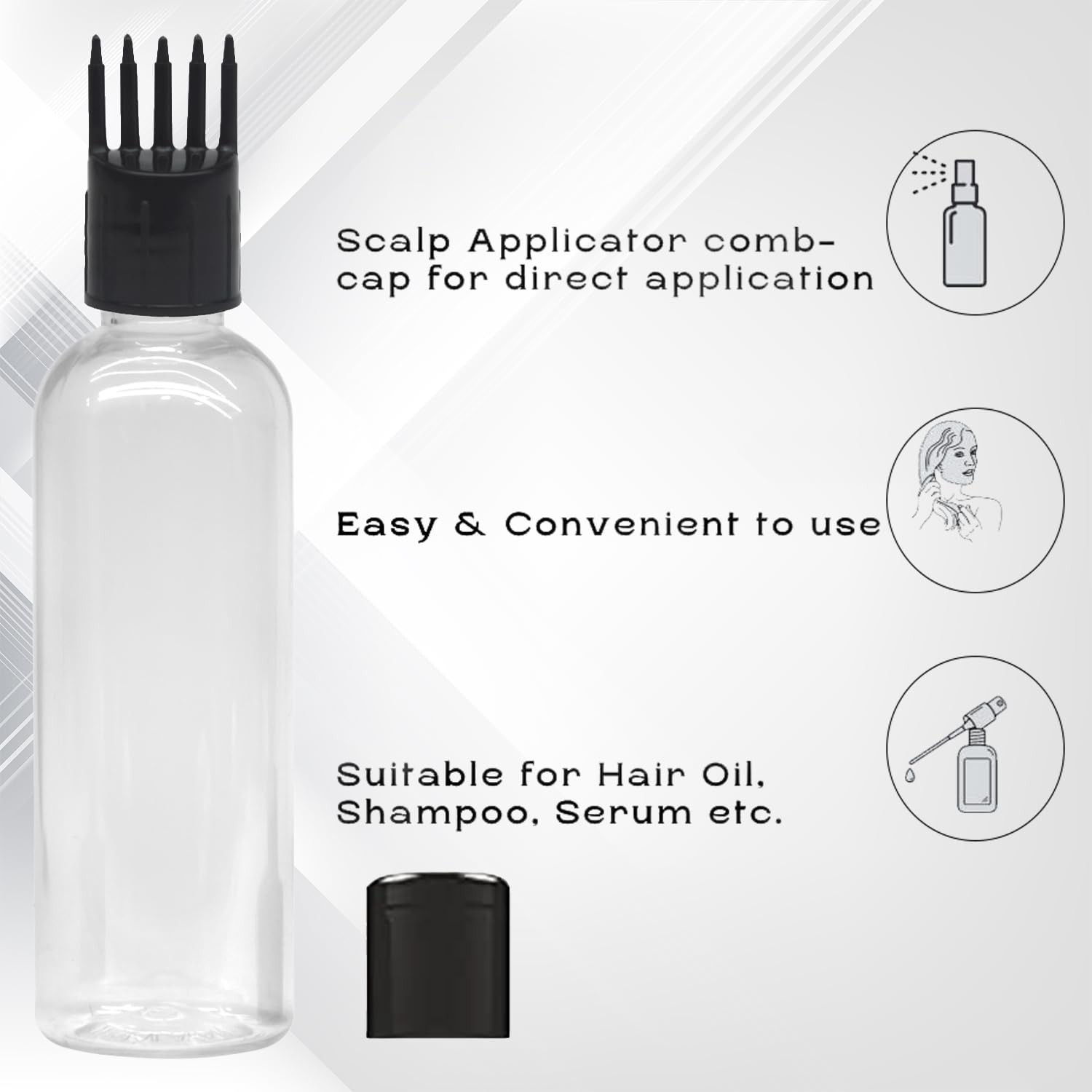 Premium Hair Root Applicator Bottle 100ml (2-Pack) - Transparent Scalp Oil Applicator with Comb for Hair Growth, Shampoo & Medicine - Perfect for At-Home Hair Treatments & Salon Use