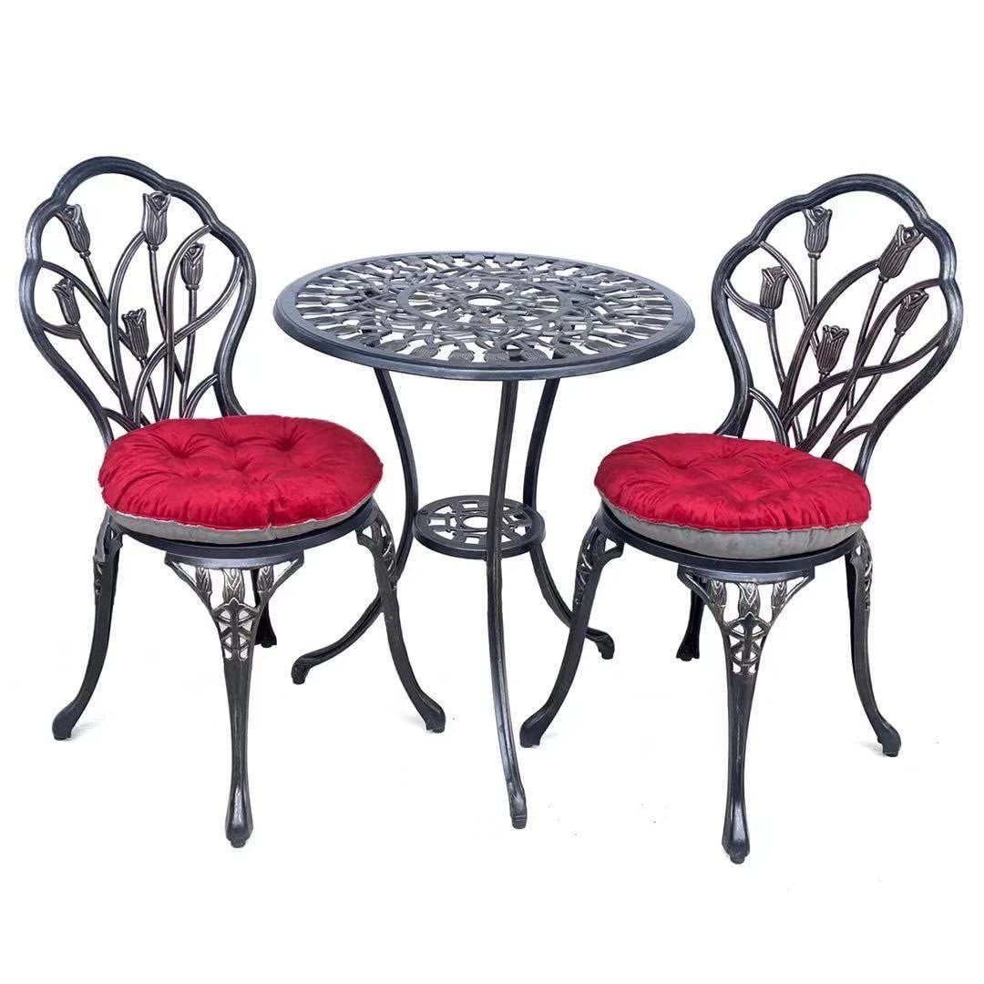 5-Piece Patio Bistro Table Set - Rust-Resistant Cast Aluminum Outdoor Dining Furniture with Tulip Design - Perfect for Garden, Balcony, and Backyard Relaxation