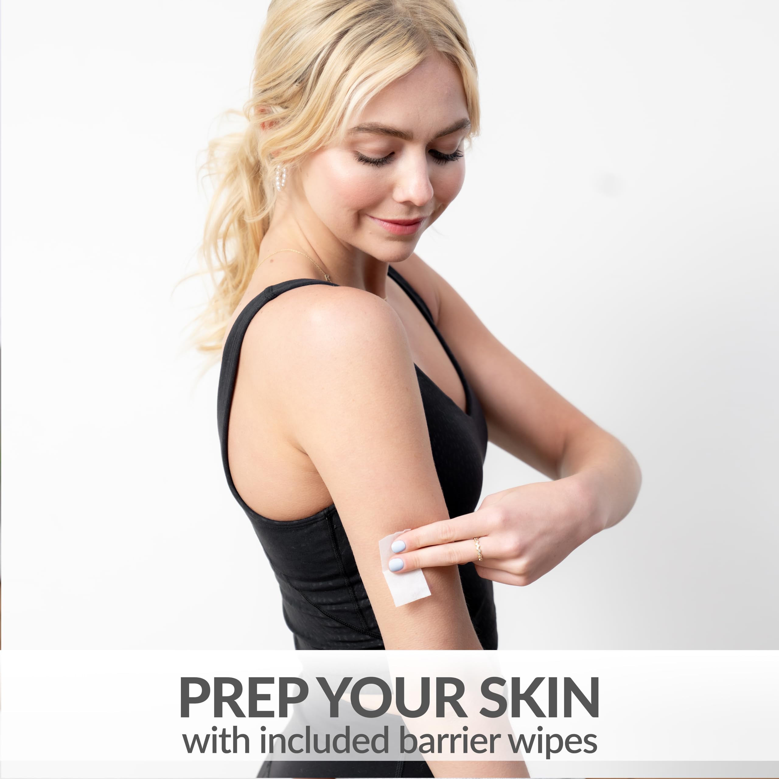 Freestyle Libre 1 2 3 Waterproof Adhesive Patches - 60 Pack with Skin Prep Wipes - Hypoallergenic CGM Sensor Cover for Diabetes Management - Transparent Medical Tape for Swimming, Showering & Active Lifestyle