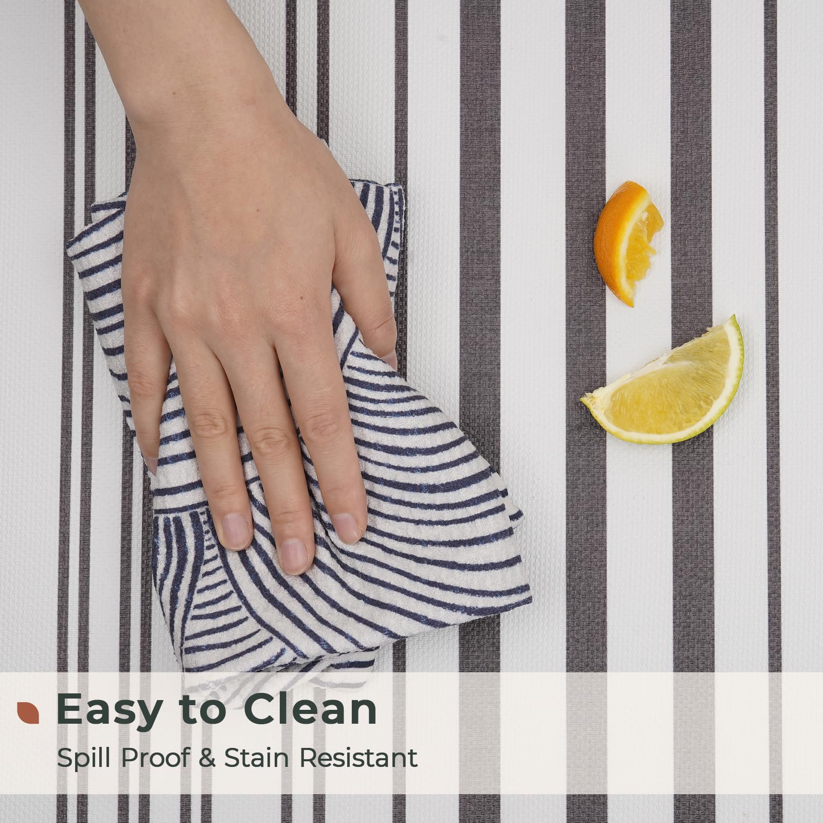 Freshmint Farmhouse Stripe Anti-Fatigue Kitchen Mat Set of 2 - Cushioned Foam Floor Mats with Waterproof & Non-Slip Design - Comfortable Modern Kitchen Rug for Sink, Laundry & Office - Perfect for Cooking, Dishwashing & Standing Workstations
