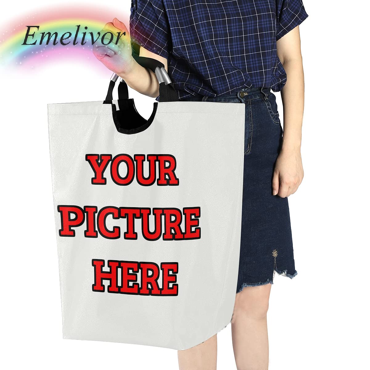 **Personalized Collapsible Laundry Hamper with Handles - Custom Photo Laundry Basket, Foldable & Waterproof for Laundry Room, Boys Dorm, Home Decor - Perfect for Gifts, College Dorm, and Small Spaces**