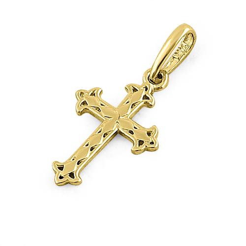 14K Solid Yellow Gold Vintage Cross Pendant Necklace - Religious Jewelry for Women, Perfect Gift for Baptism, Confirmation & Everyday Wear