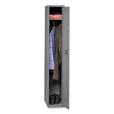 Tennsco 12x18x72-Inch Single Tier Locker with Shelf - Medium Gray Metal Storage Cabinet for School, Gym & Office Organization