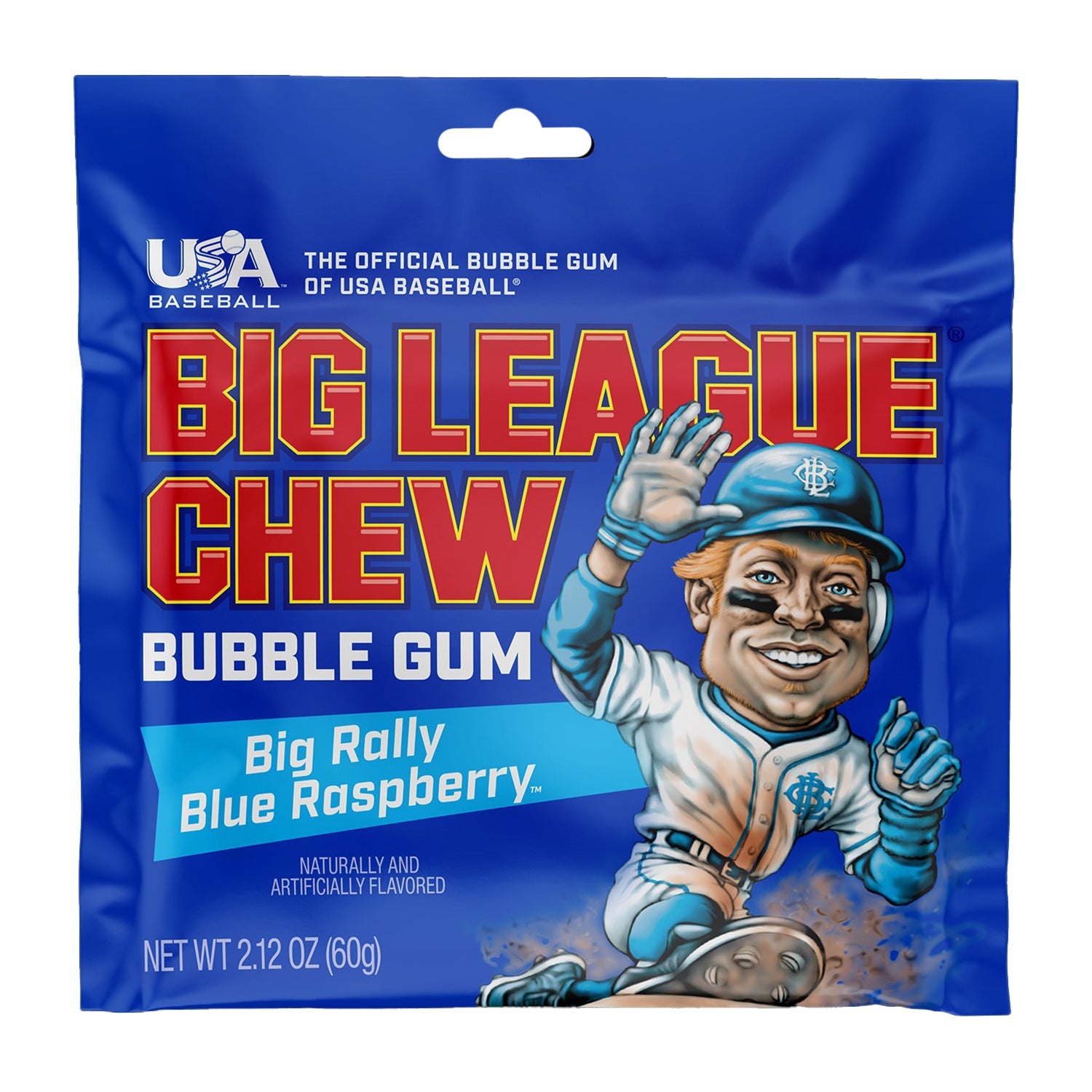 Big League Chew Blue Raspberry Bubble Gum - 2.12oz (12 Pack) | Bulk Candy for Baseball Games, Parties & Snacking