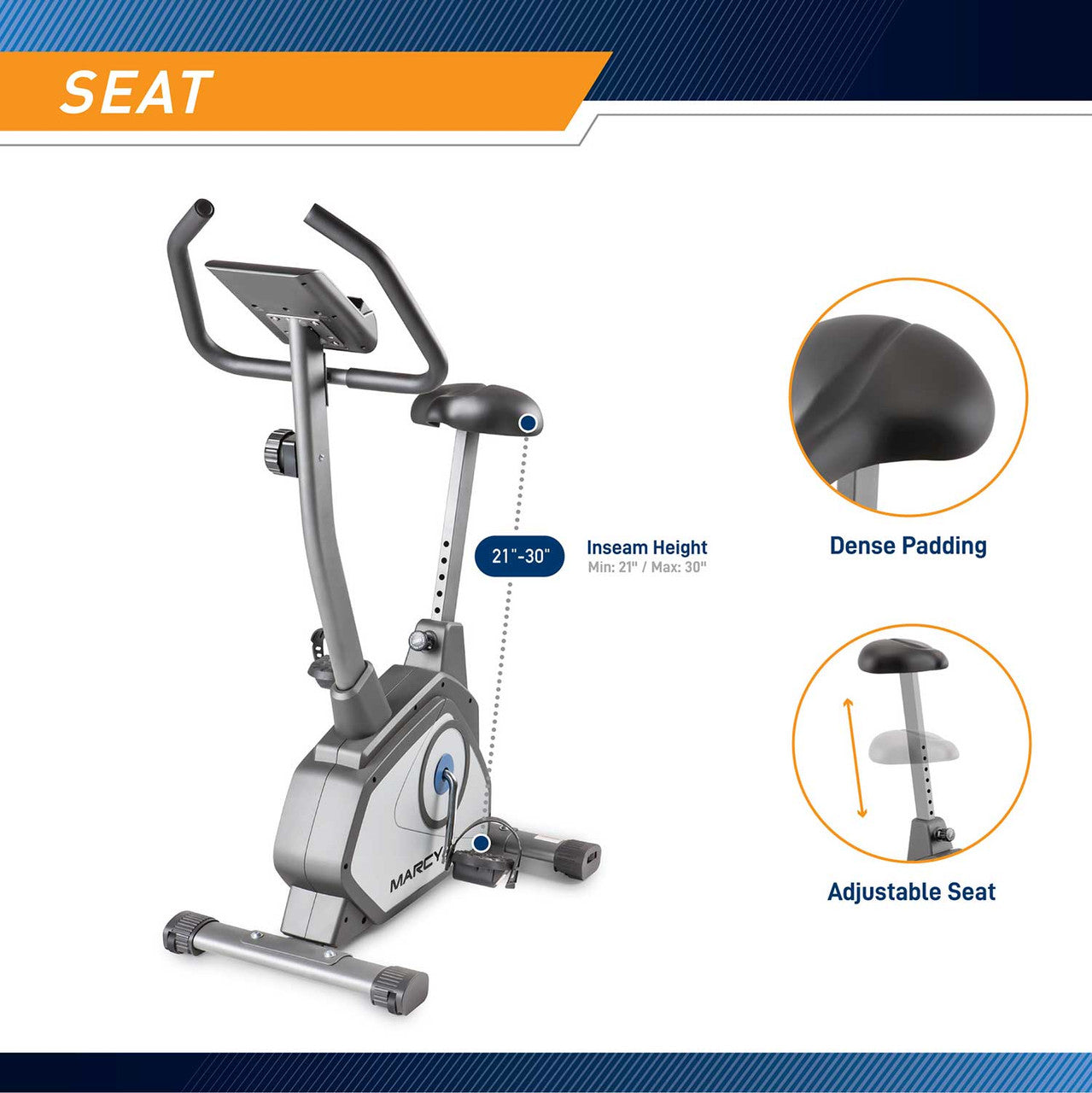 Marcy NS 40504U Magnetic Upright Exercise Bike for Home Gym - Compact Cardio Workout Equipment for Indoor Cycling & Fitness Training