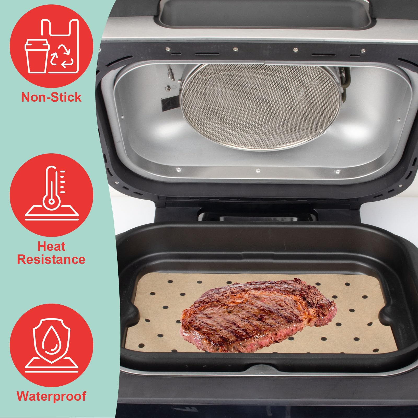 **Disposable Non-Stick Grill Plate & Air Fryer Liners for Ninja FG551 Foodi Smart XL 6-in-1 Indoor Grill – 14.2