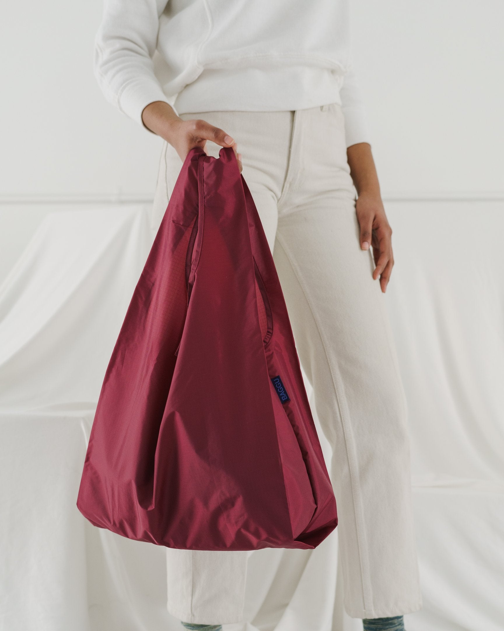 Baggu Standard Reusable Shopping Bag - Cranberry Red | Eco-Friendly Foldable Grocery Tote for Groceries, Beach, Travel & Daily Use