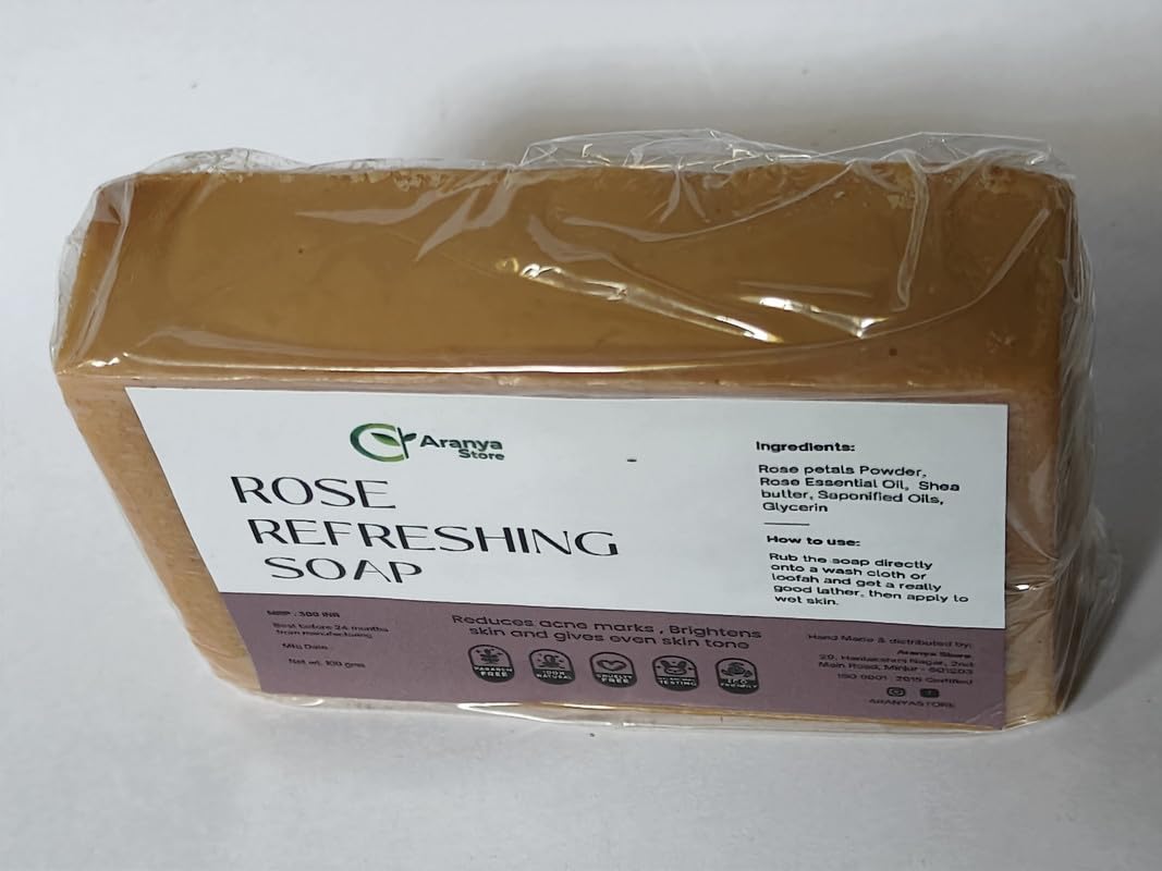 Aranya Store Natural Rose Refreshing Soap - Handmade Organic Face & Body Cleanser for Sensitive Skin, Perfect for Daily Skincare & Relaxing Bath Time