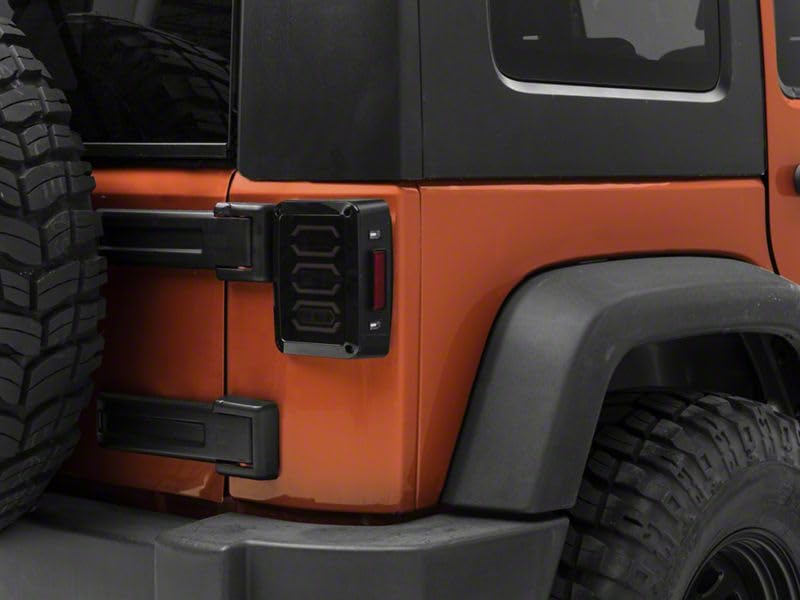 Raxiom LED Tail Lights for 07-18 Jeep Wrangler JK - Black Housing & Smoked Lens - High Visibility & Style Upgrade for Off-Road Adventures & Night Driving