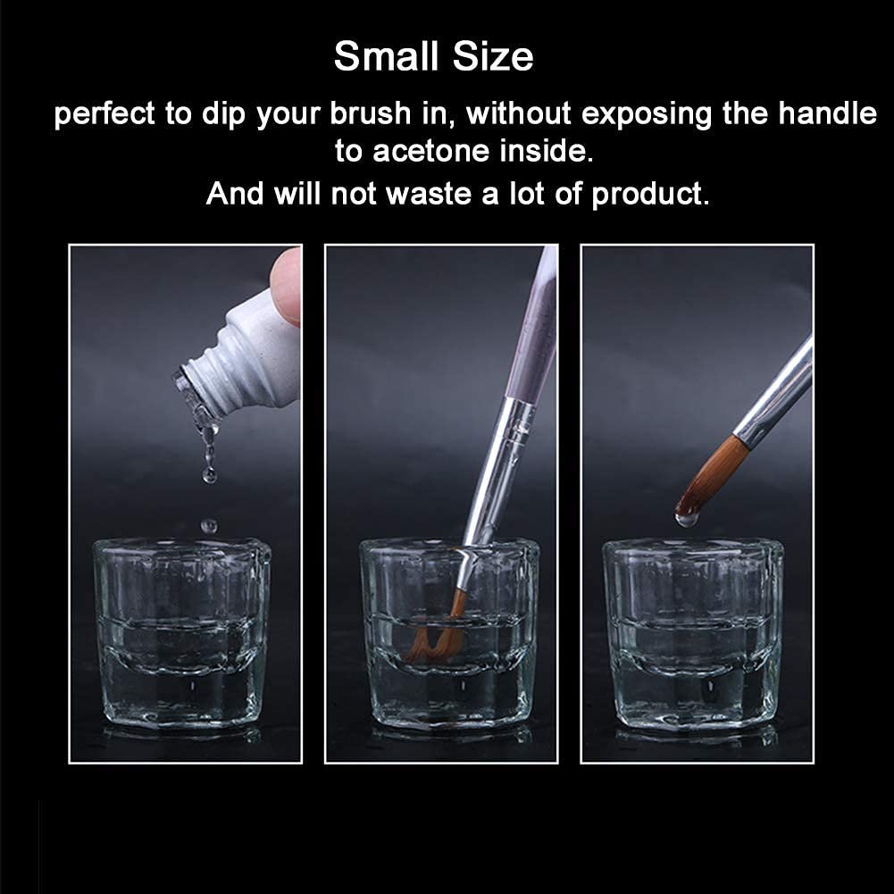 2 Pack Clear Glass Dappen Dish for Nail Art - Acrylic Liquid & Powder Holder, Monomer Bowl for Professional Nail Extensions & Manicures - Perfect for Salon, Home DIY & Nail Artists