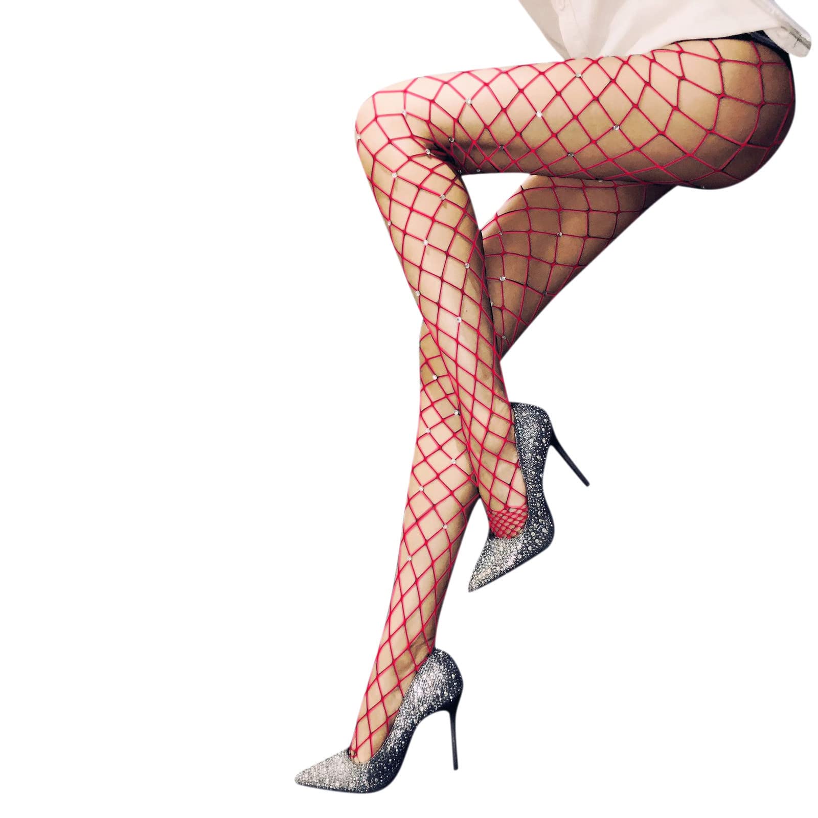 Sexy Diamond Fishnet Body Stockings for Women - Solid Color Pantyhose Tights & Crazy Socks - Perfect for Halloween, Cosplay, and Intimate Occasions