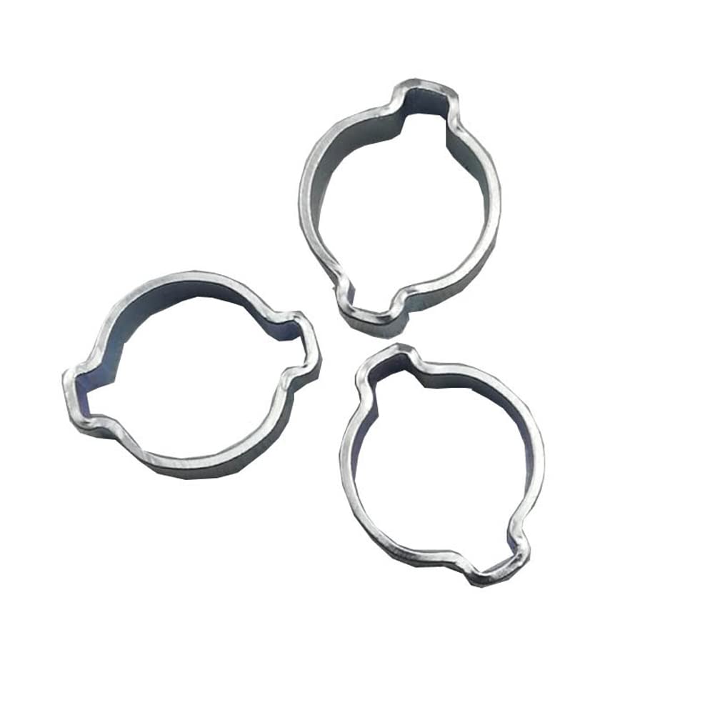 10pcs Zinc Plated Double Ear Hose Clamps 13-15mm for Fuel Pipes & Tubes - Automotive & Marine Use