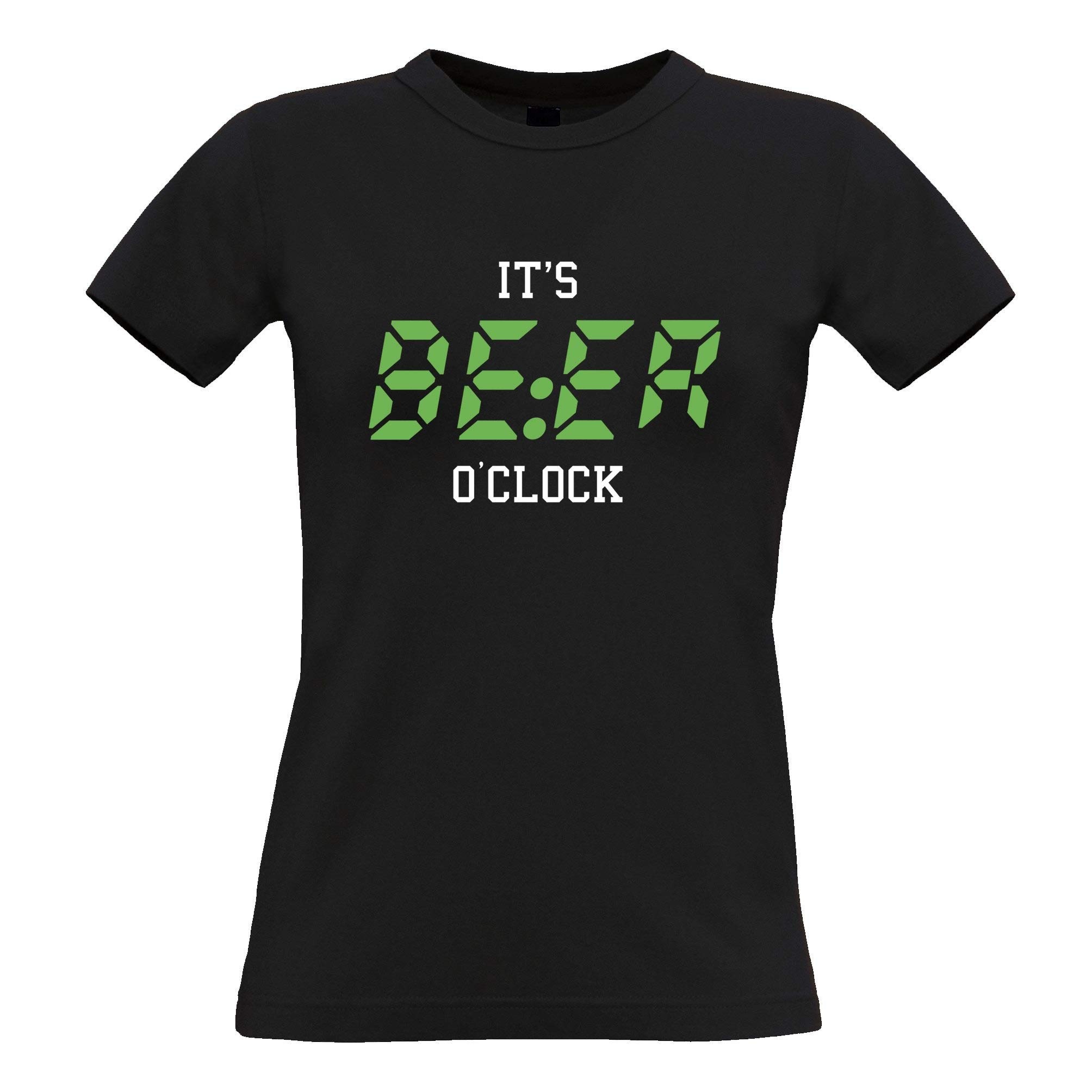 Tim And Ted It's Beer O'Clock Women's Graphic T-Shirt | Funny Beer Lover Tee | Casual Outfit for Pub Nights & Girls' Night Out