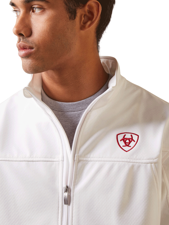 Ariat Men's New Team Softshell Jacket - Mexico Edition in White | Water-Resistant & Breathable for Outdoor Work & Casual Wear