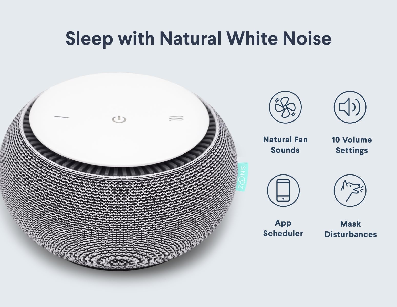 SNOOZ Smart White Noise Sound Machine with Real Fan - Non-Looping White Noise for Adults & Babies, Portable Sleep Aid for Bedroom, Travel, Nursery | Perfect for Relaxation, Meditation, and Better Sleep