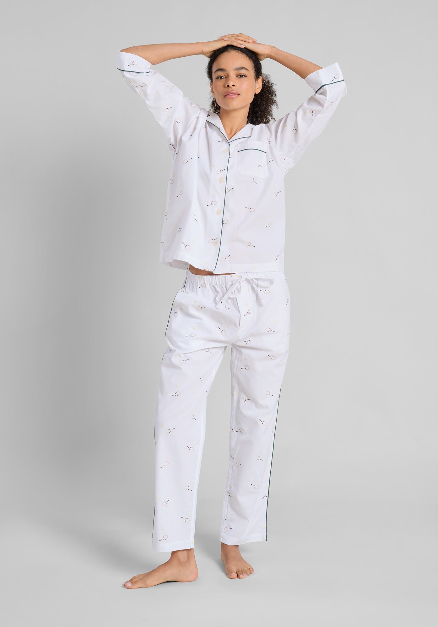 Marina Pajama Set - Women's Tennis-Themed Embroidered Sleepwear | Soft Cotton Lounge Pajamas for Women | Perfect for Sleepovers, Relaxing at Home & Gift Giving